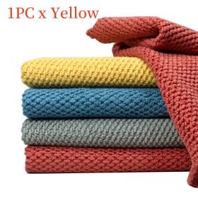 Household Daily Dish Towel Scouring Pad Kitchen Cleaning Towel (Option: Yellow-30x30cm-1PCS)