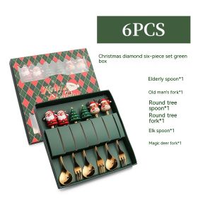 Creative Stainless Steel Christmas Spoon Kit (Option: G 6pc Six Piece Set Green Box)