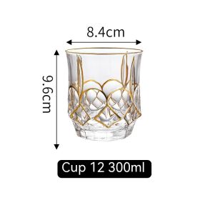 Golden Trim Gold Line Wine Glass Whiskey Decoration Cup (Option: Gold Painting No 12 Cup 300ml)