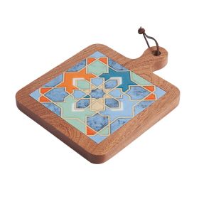 Solid Wood Vintage Tile Placemat Heat Proof Creative Anti-scald Casserole Mat Large Pot Coaster (Option: A Flash In The Pan)