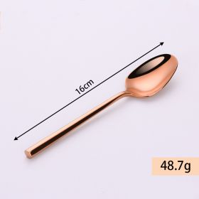 Stainless Steel Knife Fork And Spoon Set Hexagonal Forging (Option: Rose Gold Dessert Spoon)