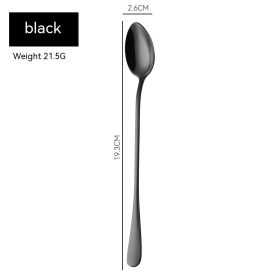 Stainless Steel Long Spoon Stirring Spoon (Option: Black Tip Spoon)