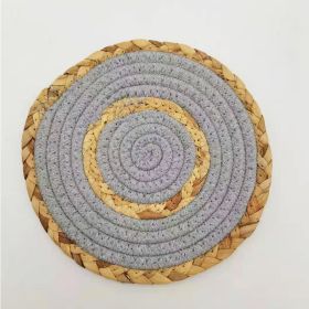 Home Straw Cotton String Placemat (Option: Light Gray-30cm About 140g)