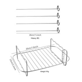 Stainless Steel Double-layer Grill Rack Steamer Air Fryer Accessories Rectangular Barbecue Grill (Option: 2set)