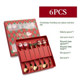 Creative Stainless Steel Christmas Spoon Kit (Option: G 6pc Six Piece Set Red Box)