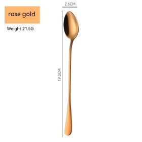 Stainless Steel Long Spoon Stirring Spoon (Option: Rose Golden Tip Spoon)