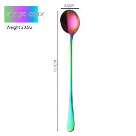 Stainless Steel Long Spoon Stirring Spoon (Option: Magic Color Round Spoon)