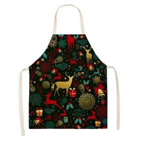 Household Green Series Christmas Dog Linen Apron Used In Kitchen (Option: Style 2-38x47cm)