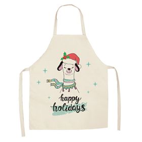 Cartoon Alpaca Cactus Cotton Linen Apron (Option: Style20-45x56cm)