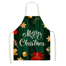 Household Green Series Christmas Dog Linen Apron Used In Kitchen (Option: Style 4-65x53cm)