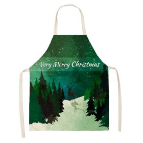 Household Green Series Christmas Dog Linen Apron Used In Kitchen (Option: Style 9-55x68cm)